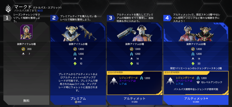 シーズン30スプリット1バトルパス報酬